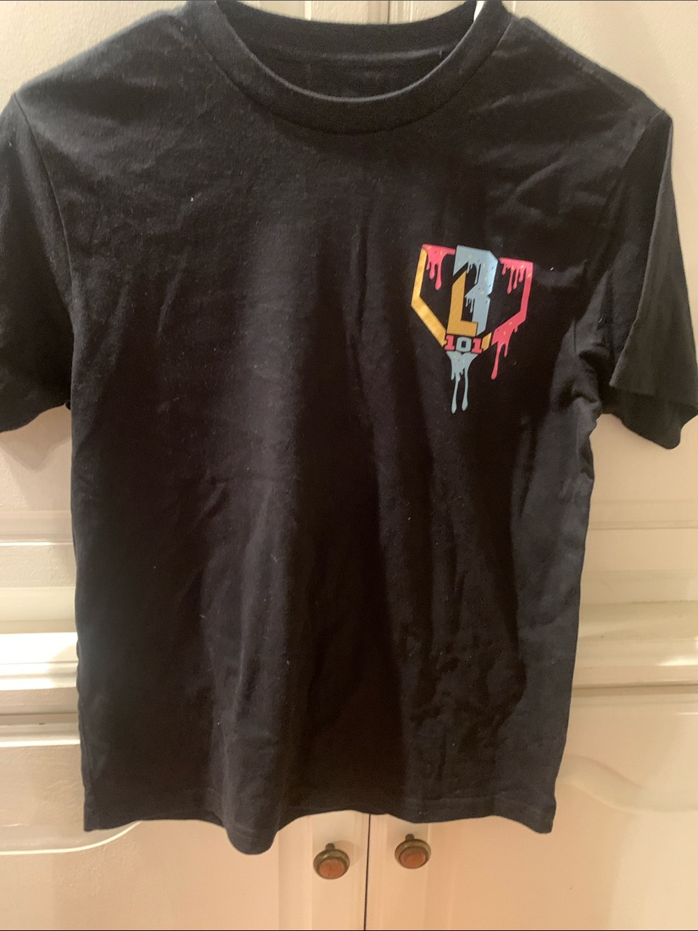Black Kids Short-Sleeve Tee with Colorful Drip Logo